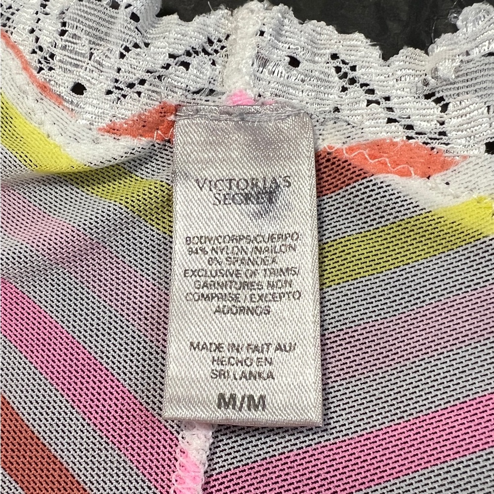 2011 Victoria's Secret Very Sexy Pastel Stripe Mesh Lace Cheeky Panties Medium M - Picture 2 of 3
